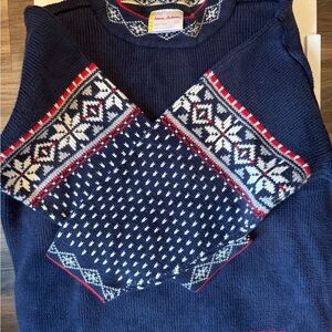 Hanna Andersson Blue Nordic fair isle sweater 120 6-7 desc